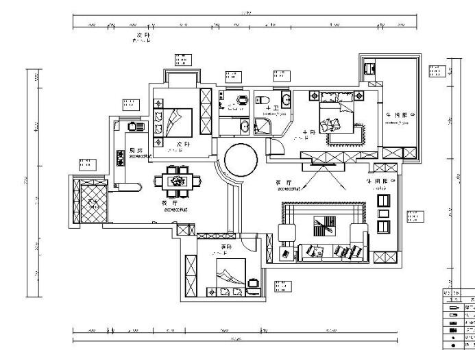 [湖南]新中式错层江景房室内设计施工图（含效果图）-1