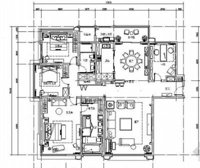 [苏州]精致简欧3室3厅室内设计施工图(含效果图、方案、...-1