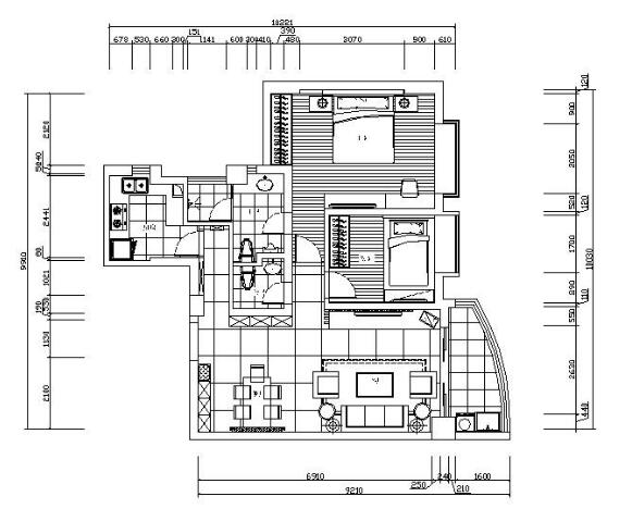 [厦门]现代简约两室一厅住宅室内设计施工图-1