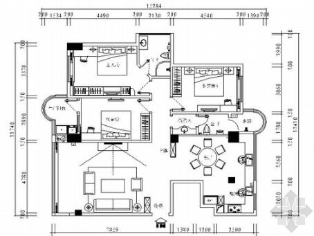 [福建]皇家主题社区典雅欧式三居室装修施工图（含效果）-1