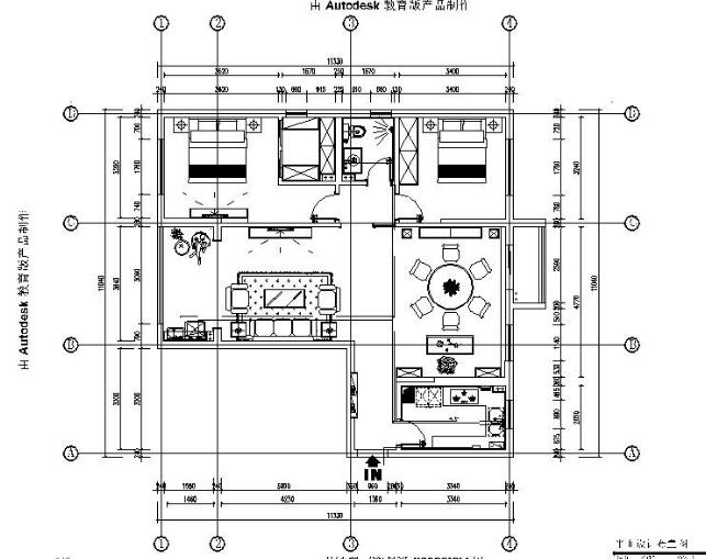 [湖北]中式风格两居室住宅设计施工图-1