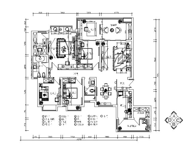 新中式样板房设计CAD施工图（含效果图）-1