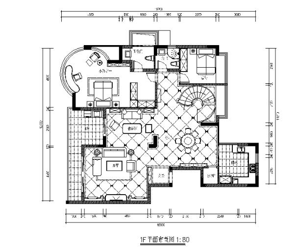 简欧风格复式楼施CAD施工图（含效果图）-1