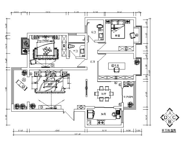 新中式样板房设计CAD施工图（含效果图）-1