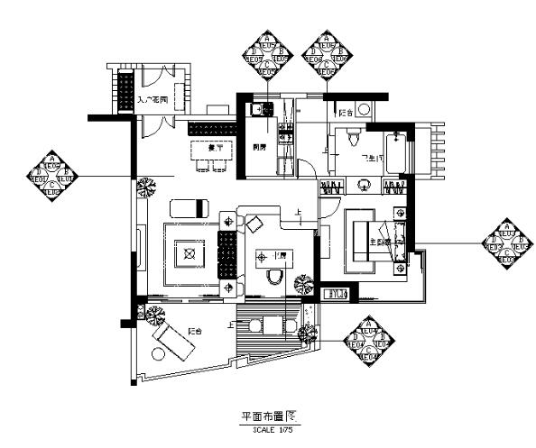 [海南]红色墨西哥样板房设计CAD施工图（含效果图）-1