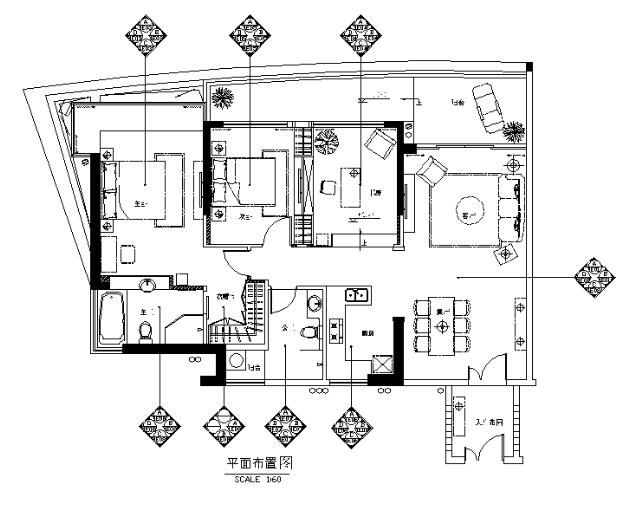 [海南]蓝色维也纳风格样板房设计CAD施工图（含效果图）-1