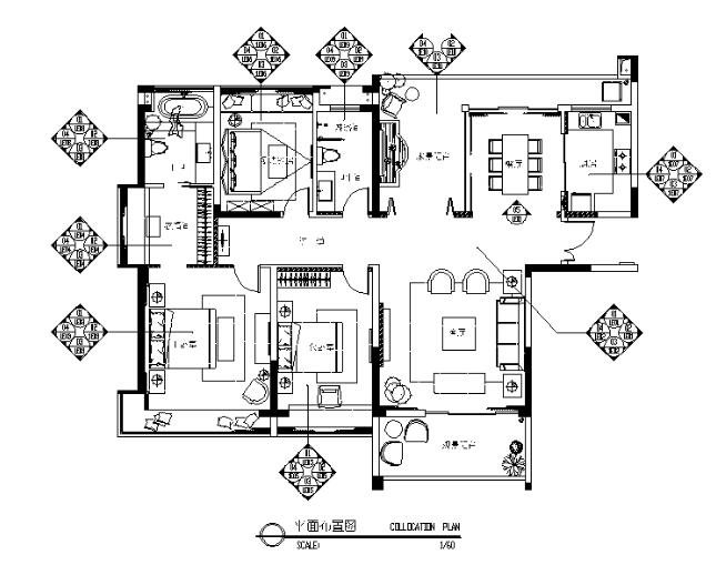 [广东]现代风格样板房设计CAD施工图（含效果图）一-1