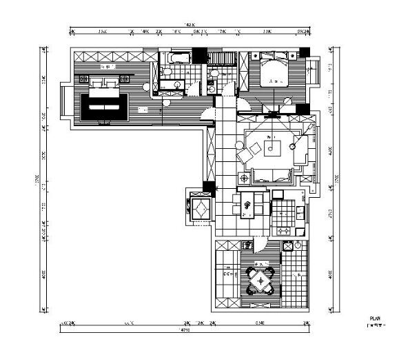 现代风格二居室样板房设计CAD施工图（含效果图）-1