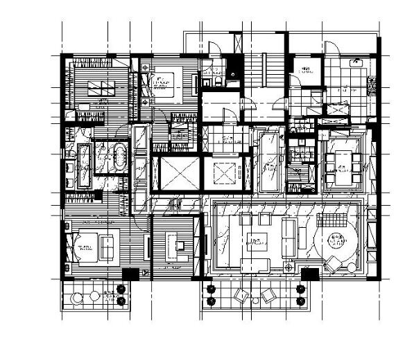 [上海]现代风格样板房设计CAD施工图（含效果图）-1