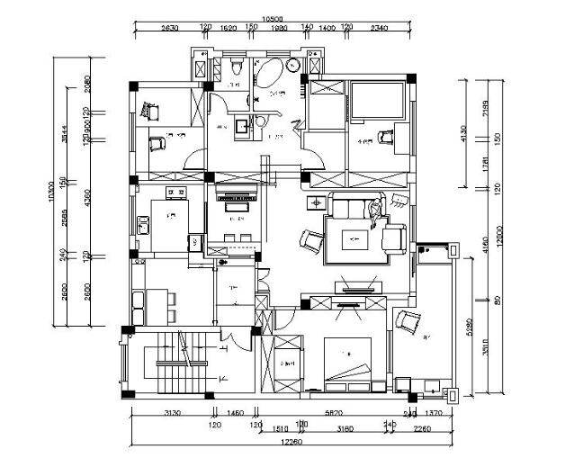 整套田园风格样板房设计CAD施工图（含效果图）-1
