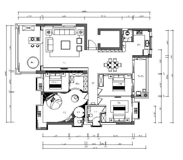 现代简约风格样板间设计全套CAD施工图（含效果图）-1