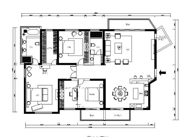 简约新中式风格样板房设计CAD施工图（含效果图）-1