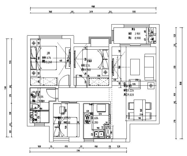 现代高级灰三居室住宅设计施工图（附效果图）-1