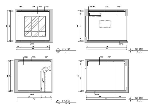 三亚时代海岸C1户型样板间黄色西班牙室内设计施工图-1