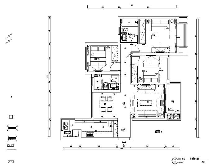 合景叠翠峰美式三居室样板房设计施工图（附效果图）-1