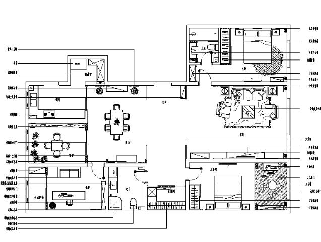 雅致空间原味.新中式三居室样板房设计施工图（附效果图...-1