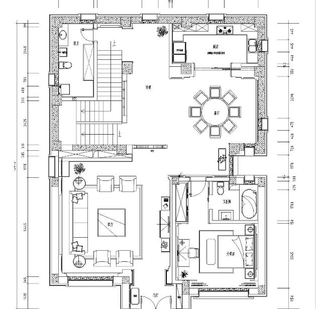 新中式三层独栋别墅施工图设计（附效果图）-1