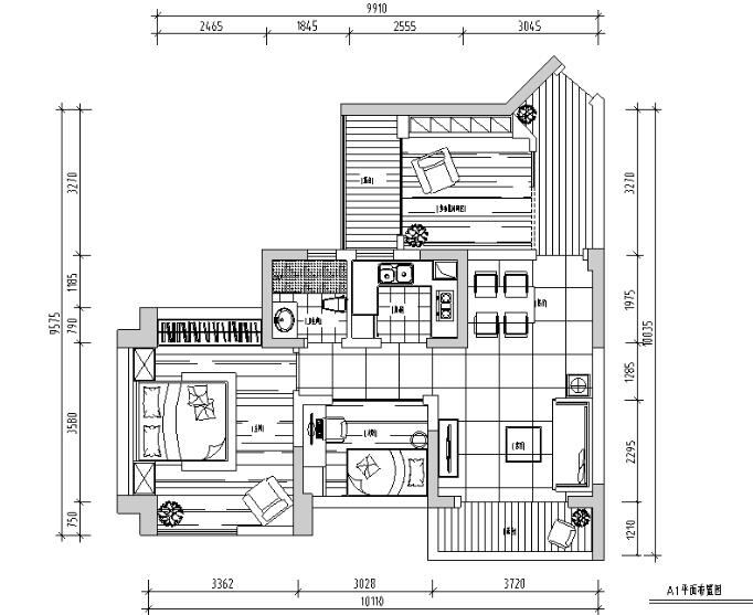 87平米润和园二居室样板间设计施工图（附效果图）-1