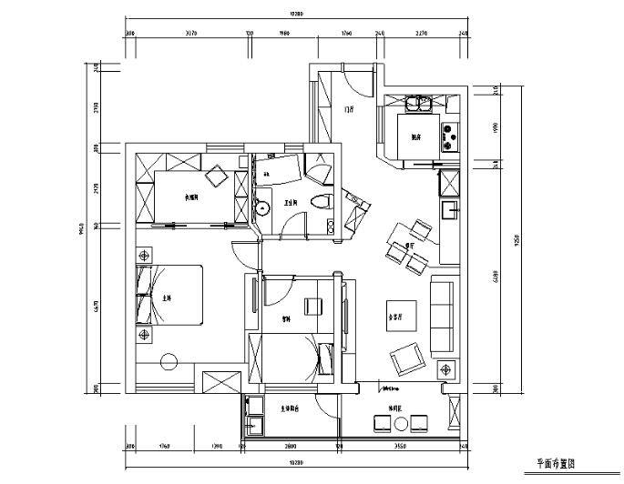 [江苏]常熟湖畔花园二居室住宅设计施工图（附效果图）-1