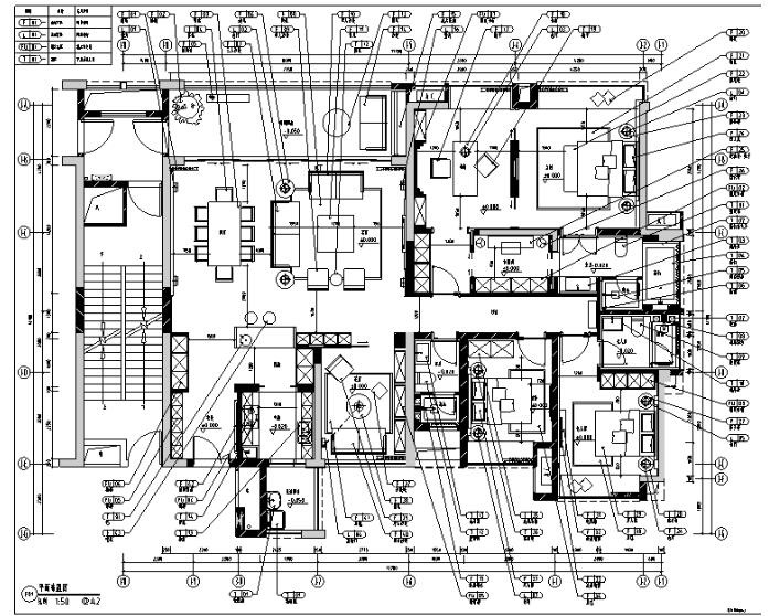 鼎峰源著三期三居室样板房设计施工图（附效果图+方案）-1