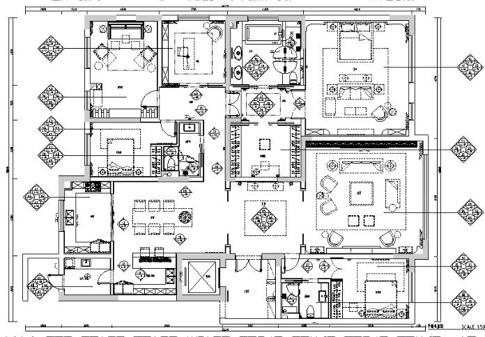 简约风格四居室样板房设计施工图（附效果图）-1