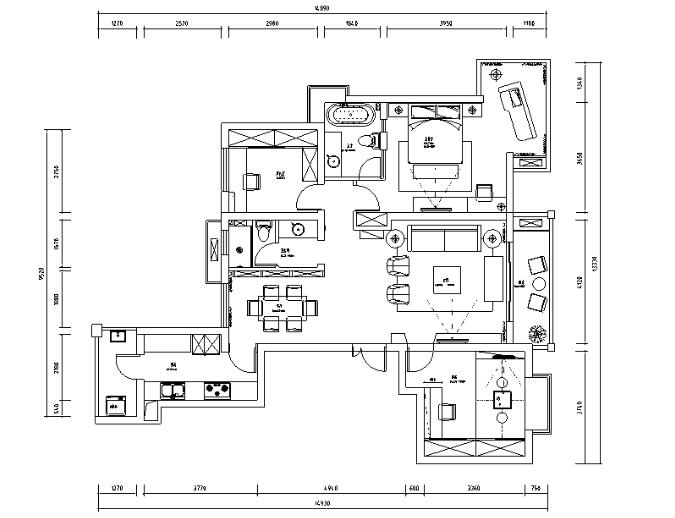 [江苏]现代简约三居室平层公寓设计施工图（附效果图）-1