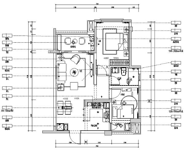 北欧风格二居室住宅设计施工图（附效果图+模型）-1