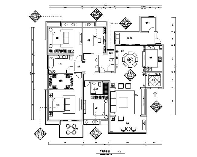 简约四居室住宅设计施工图（附效果图）-1