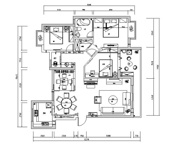 [湖北]后现代四居室住宅设计施工图（附效果图）-1