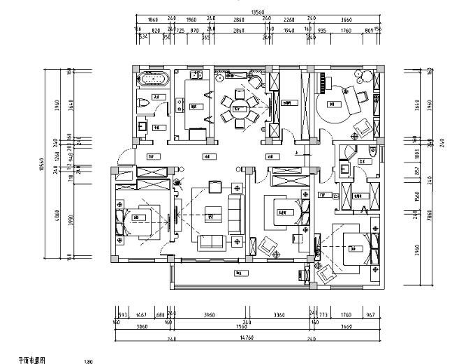 [江苏]美式新古典风格200平四居室住宅设计施工图（附效...-1