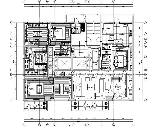 [上海]北美风格四居室住宅设计施工图（附效果图）-1