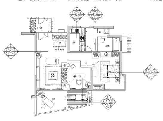 [海南]三亚时代海岸红色墨西哥风格B-3户型样板房施工图-1