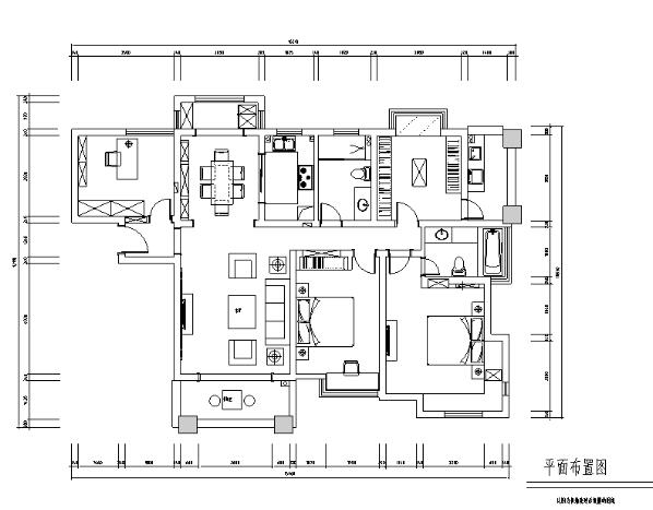 美式风格中南世纪城三居室住宅设计施工图（附效果图）-1