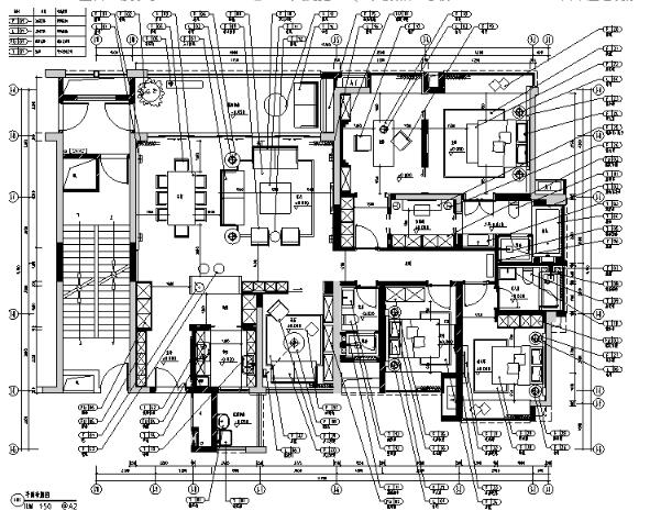 鼎峰源著三期3-A样板房设计施工图（附效果图）-1