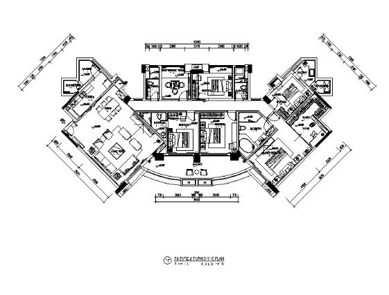 250平米平层全套豪华样板房设计CAD施工图（含效果图）-1