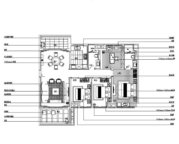 [广东]城市广场中式风样板房设计施工图（附效果图）-1