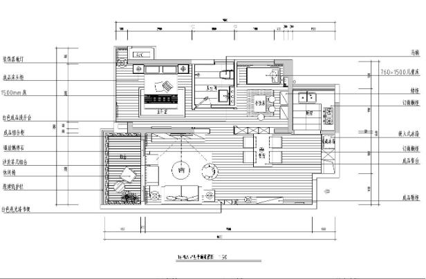 现代简约16A户型室内施工图设计（效果图+实景图）-1