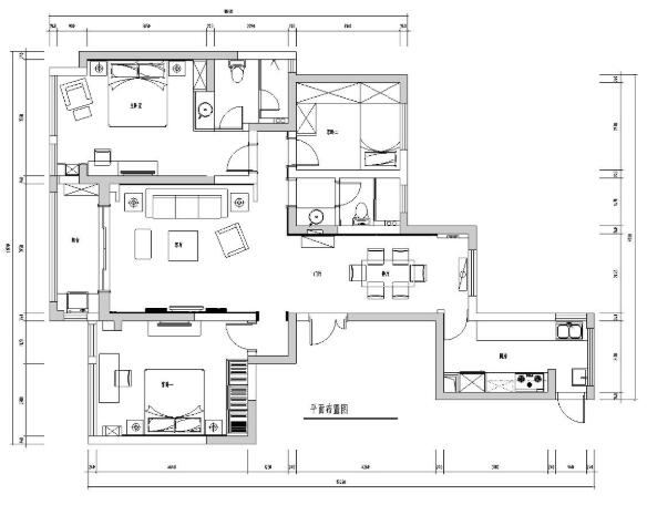 [江苏]常熟世贸五期三房两厅公寓房室内施工图设计-1