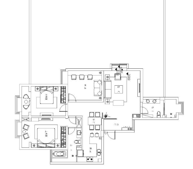 [安徽]后现代风格庭院两居室施工图设计（附效果图）-1