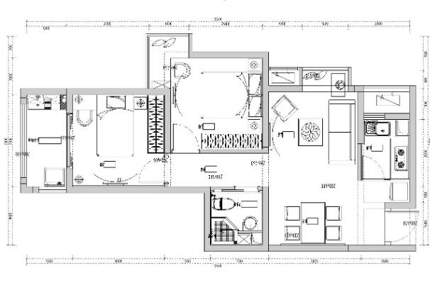 美和样板房现代风格室内施工图设计（CAD+效果图）-1