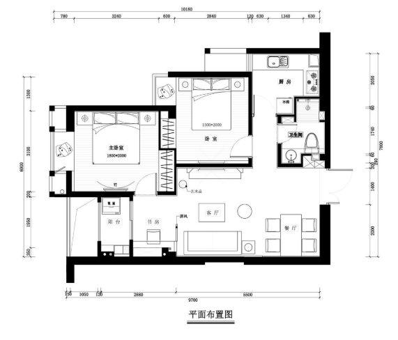 凯隆地产样板房现代风格室内施工图设计-1