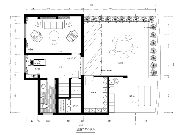 [福州]品川-长乐三居室别墅样板房室内装修CAD施工图+效...-1