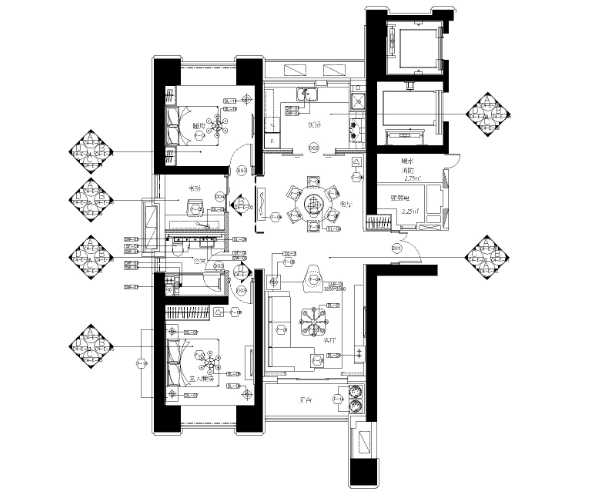 大连滨海新区海洋公园两居室样板房施工图-1