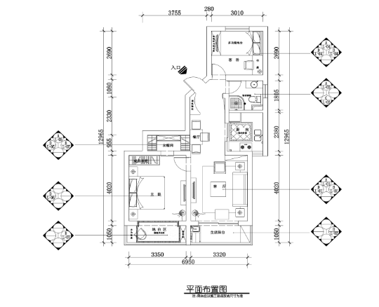 上海市浦东新区两居室住宅装修施工图-1