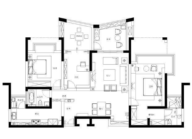 苏州140㎡现代风格三居室住宅装修施工图-1