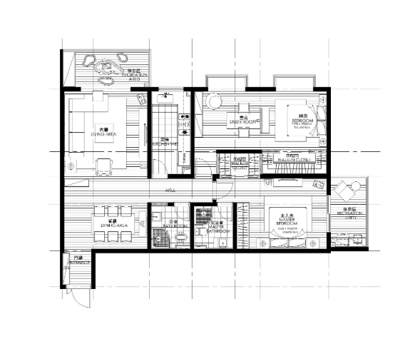简约风格两居室住宅装修施工图+效果图-1