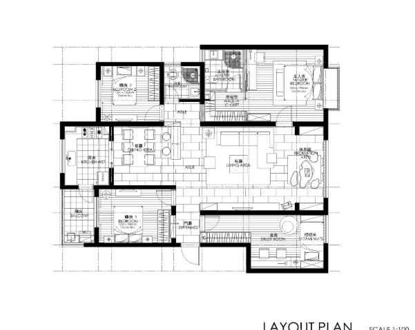 现代简约风格三居室住宅全套施工图+效果图-1