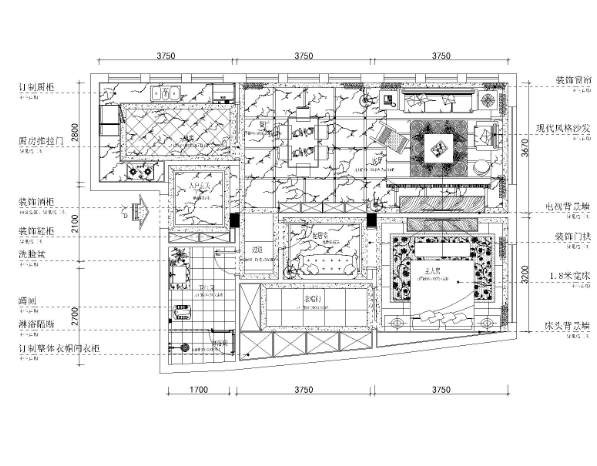 重庆200平现代风格自建套房施工图+效果图-1