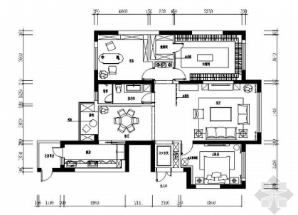 [大连]商住两用公寓区现代三居室装修施工图（含效果）-1