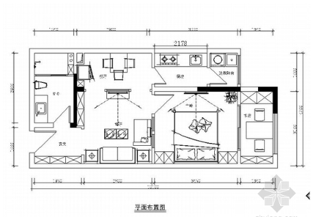 花园洋房简约欧式风格两居室室内装修施工图（含效果）-1